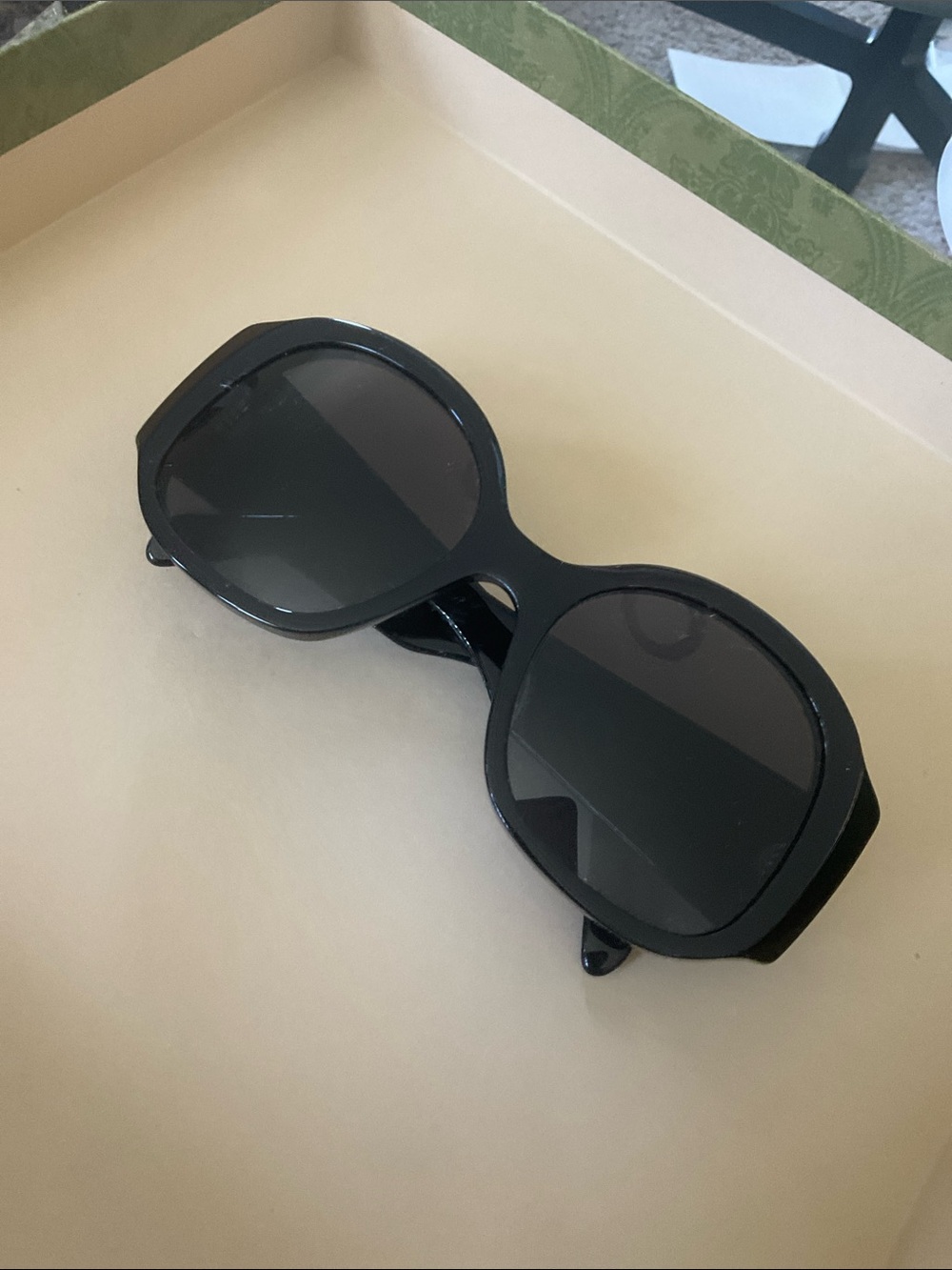Celine Round Oversized Black Sunglasses with Gold Logo - Picture 3 of 7